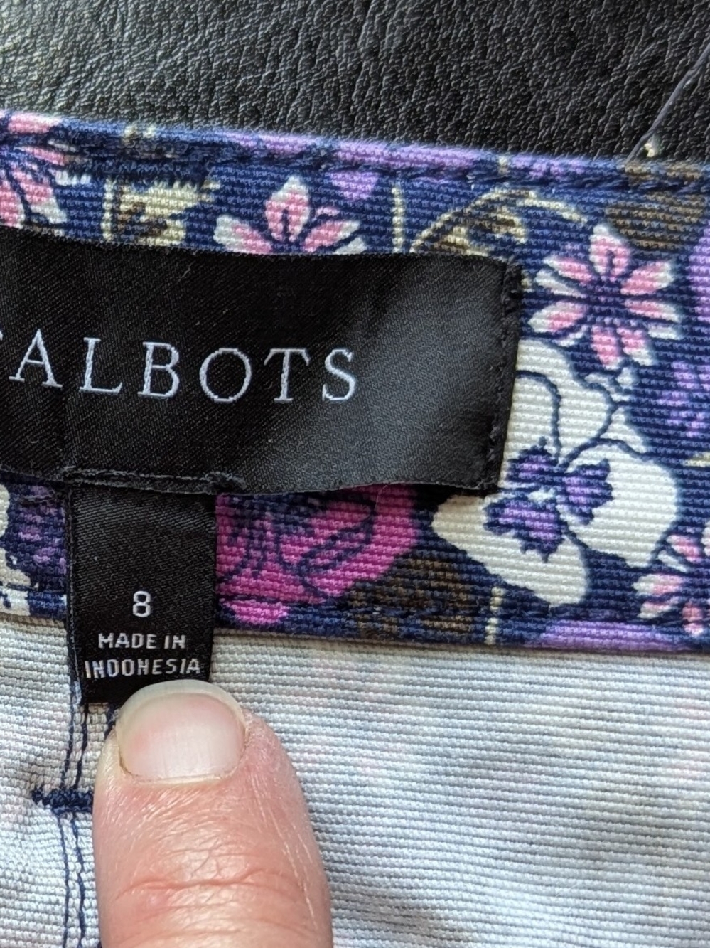 Talbots Purple Floral Mini Skirt with Gold Buttons - Picture 3 of 7